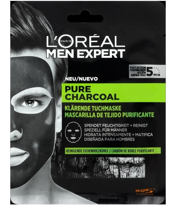 Men Expert Pure Charcoal Mascarilla Tejido Purificante