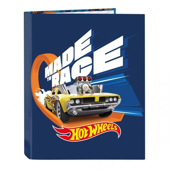 Carpeta de anillas Hot Wheels Speed club Naranja Azul marino A4 (26.5 x 33 x 4 c