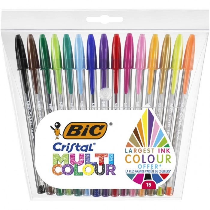 Set de Bolígrafos Bic Cristal Multicolor 15 Piezas 0,42 mm