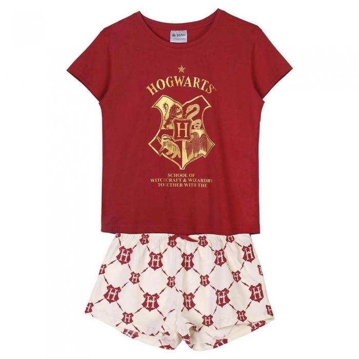 Pijama de Verano Harry Potter Mujer Rojo Oscuro