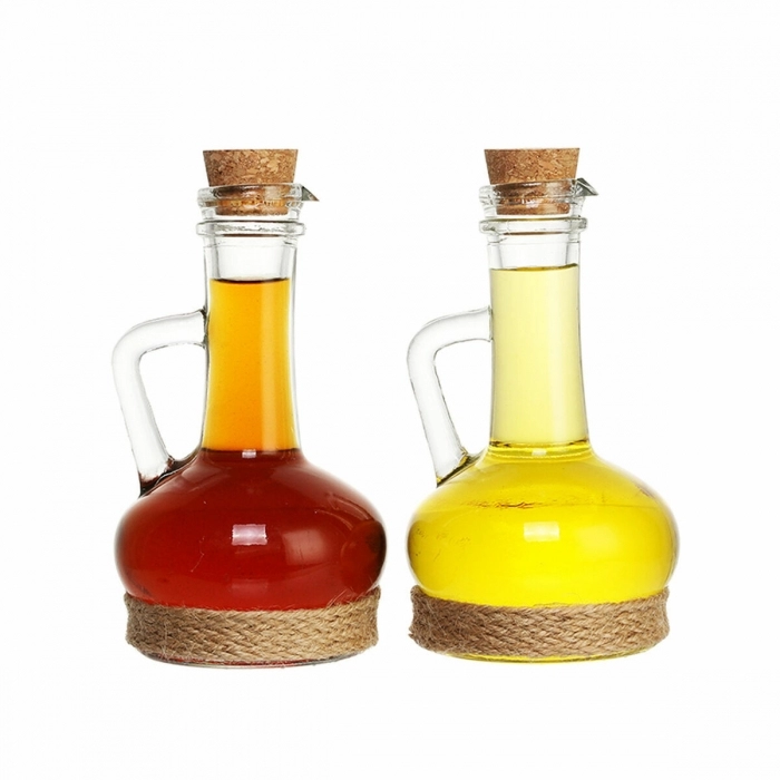 Set de Aceitera y Vinagrera DKD Home Decor Cristal Natural Transparente Corcho 2