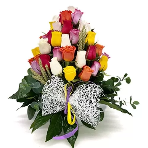 Centro 50 Rosas Multicolor Centro 50 Rosas Multicolor
