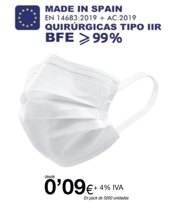 Mascarillas quirúrgicas Blancas tipo IIR de 3 Capas (certificación sanitaria) Mascarillas quirúrgicas Blancas tipo IIR de 3 Capas (certificación sanitaria)