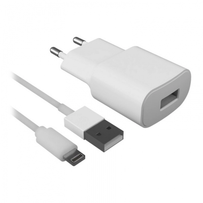 Cargador de Pared +Cable Lightning MFI Contact 2.1A Blanco