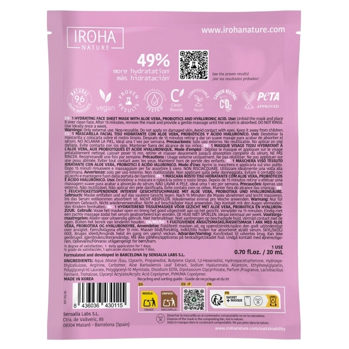 Mascarilla Facial Reconfortante e Hidratante Aloe+Ácido Hialurónico Mascarilla Facial Reconfortante e Hidratante Aloe+Ácido Hialurónico