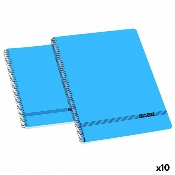 Cuaderno ENRI Azul 4 mm 80 Hojas Tapa blanda Cuarto (10 Unidades)