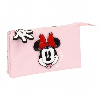 Portatodo Triple Minnie Mouse Me time Rosa (22 x 12 x 3 cm)