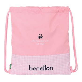 Bolsa Mochila con Cuerdas Benetton Vichy Rosa (35 x 40 x 1 cm)