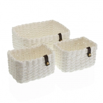 Juego de Cestas Versa Blanco Papel 19 x 12 x 26 cm Juego de Cestas Versa Blanco Papel 19 x 12 x 26 cm