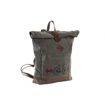 Mochila Casual DKD Home Decor Canvas Gris Marrón Cuero (44 x 12 x 49 cm)