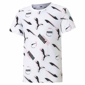 Camiseta de Manga Corta Infantil Puma AOP Blanco