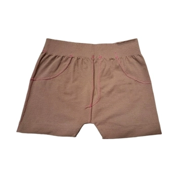 Short Elástico Beige con Costuras Rosas
