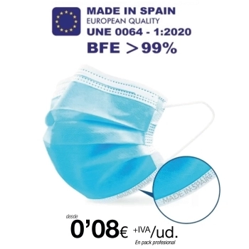 Mascarillas Higienicas tres Capas BFE >99% Calidad Premium Mascarillas Higienicas tres Capas BFE >99% Calidad Premium