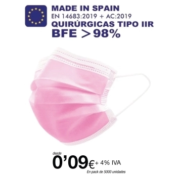 Mascarillas quirúrgicas Rosas tipo IIR de 3 Capas (certificación sanitaria) Mascarillas quirúrgicas Rosas tipo IIR de 3 Capas (certificación sanitaria)
