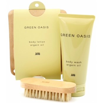 Set Green Oasis Body Lotion + Body Wash + Wooden Brush