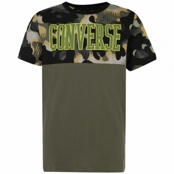 Camiseta de Manga Corta Infantil Converse Blocked Camo Amarillo Camiseta de Manga Corta Infantil Converse Blocked Camo Amarillo
