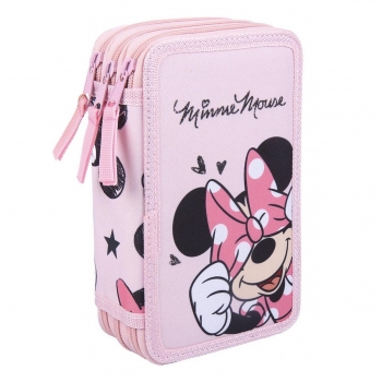 Estuche Escolar con Accesorios Minnie Mouse 43 Piezas Rosa (12,5 x 6,5 x 19,5 cm