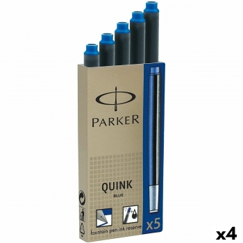 Recambio de tinta para pluma Parker Quink Ink 5 Piezas Azul 0,7 mm (4 Unidades)
